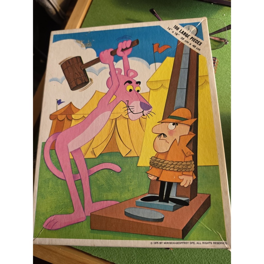 VINTAGE PINK PANTER PUZZLE BRAND PLASTIRAMA 1970'S LOVELY 100 PIECES